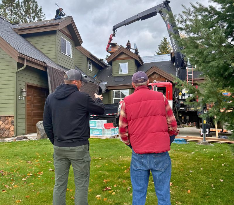 ERP crew working on a roofing project